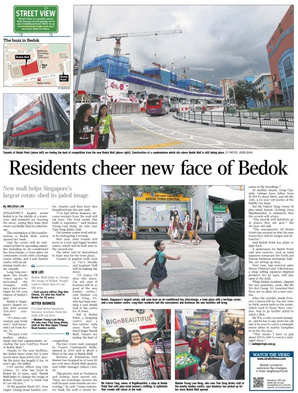 Residents cheer New face of Bedok