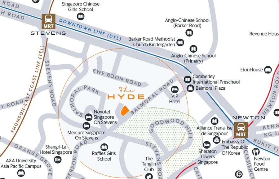 The Hyde location map